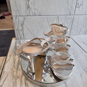 Elegant Silver Strappy Heels